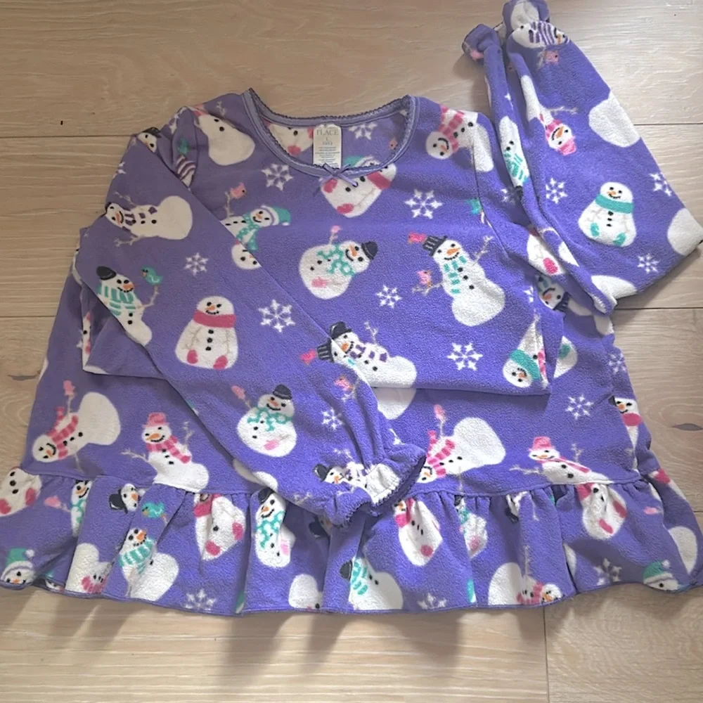 2/$25 ⬇️ Children’s Place Girl’s Holiday Fleece Snowman Winter Pajamas Nightgown